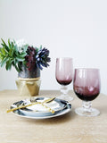 SET OF 8 VINTAGE JEWEL PURPLE LIBBEY WATER GLASS TUMBLERS