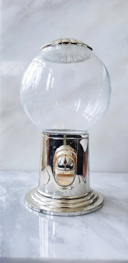 VINTAGE SILVER PLATE MINI BUBBLE GUM MACHINE