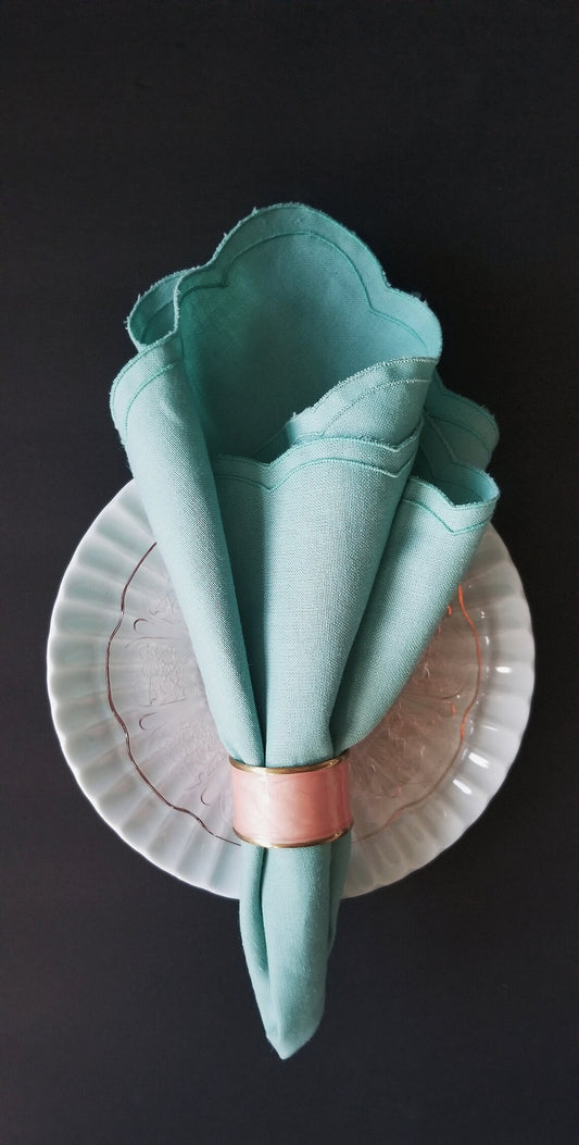 PINK ENAMELED BRASS NAPKINS RINGS